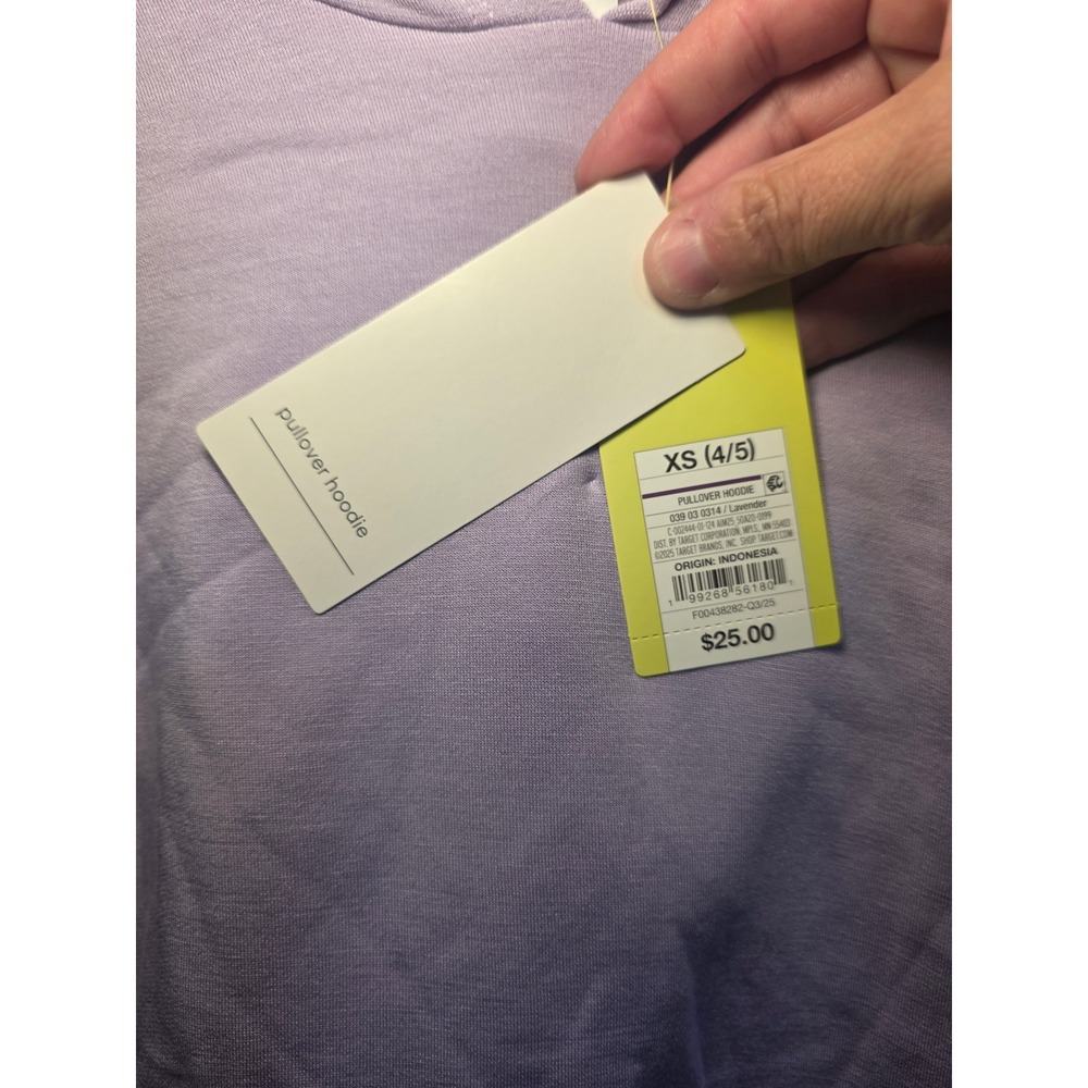 All In Motion Kids Pullover Hoodie Lavender Purple Cropped Sweatshirt XS 4/5 NWT - Picture 3 of 4